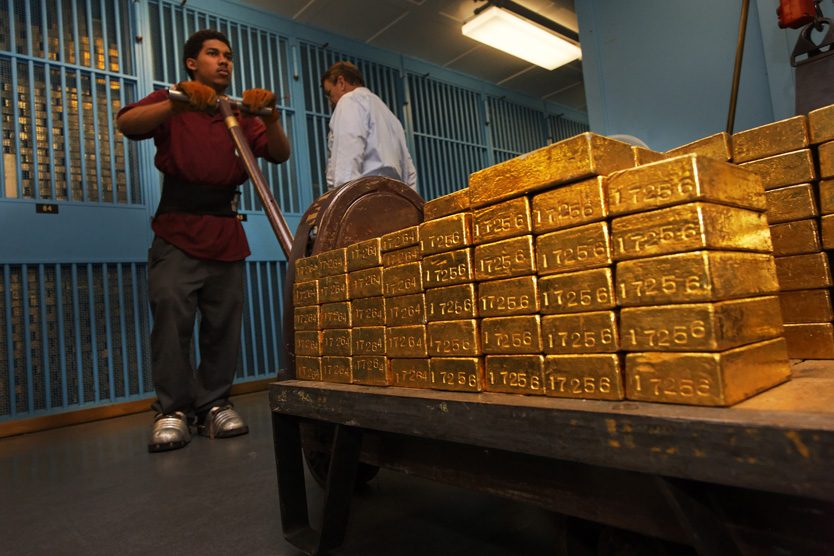 Gold being moved at the U.S. gold depository in Fort Knox